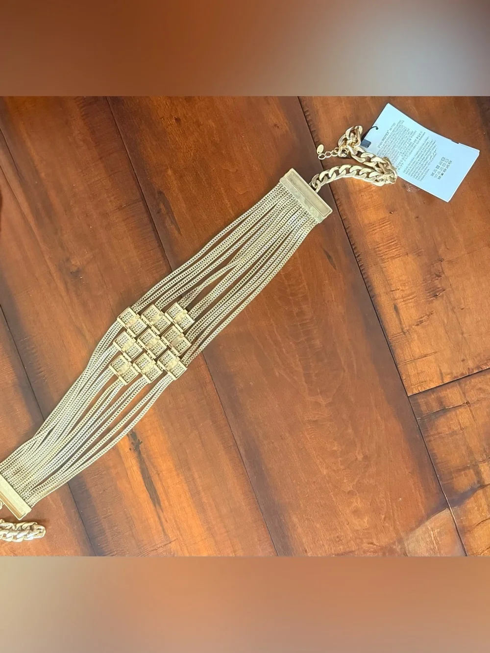 Zara Gold Multi-Strand Statement Belt with Geometric Accents